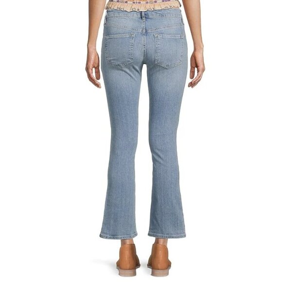 NWT We the Free / Free People Liv Crop Flare Leg Mid Rise Jeans in Etna Blue - Picture 2 of 2